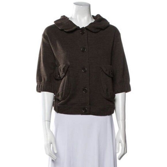 Marc Jacobs Authentic Solid Chocolate Brown Long Sleeve 100% Wool Jacket Small - Picture 1 of 6